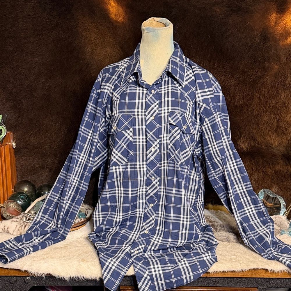 Wrangler Navy Checkered Western Shirt XLT (3750)